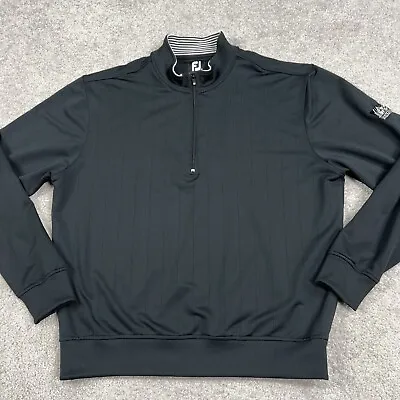 FootJoy Jacket Mens Large Golf Half Zip Pullover Black Mock Neck Embroidered • $19.99