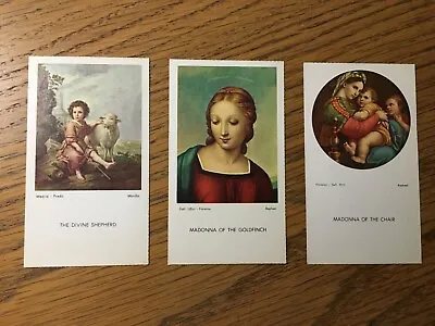 $5 • Buy Lot Of 3 Vintage Catholic Holy Cards  From Funeral 1984 - Murillo - Raphael Art