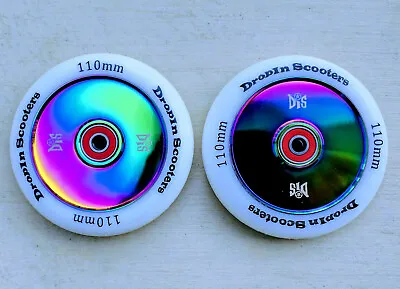 DIS 110mm Neochrome Hollow Core Scooter Wheels(Pair-2 Wheels) W/ABEC-11 Bearings • $39.95