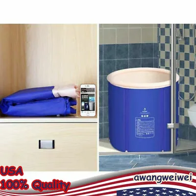 $38 • Buy Bathtub Water Tub Folding Portable Adult Spa Bath Bucket Inflatable Bathtub