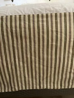 Martha Stewart Bedskirt QUEEN Stripe Cotton Tan Purple Tailored VINTAGE • $25