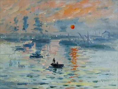 Claude Monet Impression Sunrise Repro Quality Hand Painted Oil Painting 12x16in • $59.95