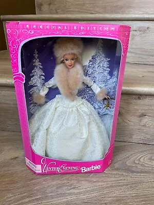 NRFB Vintage 1998 Winter Evening Barbie Mattel 19218 Blonde Special Edition Fur • $24.99