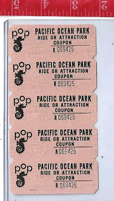 Vintage Lot 1966 Ride Or Attraction Tickets Pacific Ocean Park California POP  • $9