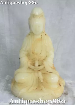 China Old Jade Lotus Kwan-yin Guan Quan Yin Guanyin Quanyin Godness Vase Statue • $299