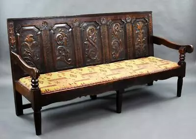 18th Century Carved Oak Settle/Bench • £1050