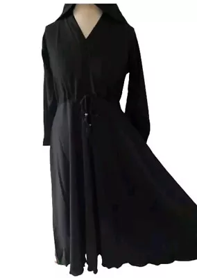 Elegant Ladies Premium Nida Umbrella Flare Abaya Jilbab Maxi Dress Black Size 52 • £19.99