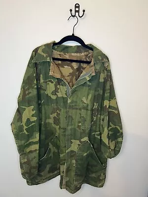 Vtg 60s 70s Ranger Reversible Camo Frog Skin Pattern Army Hunting Jacket Mens XL • $50