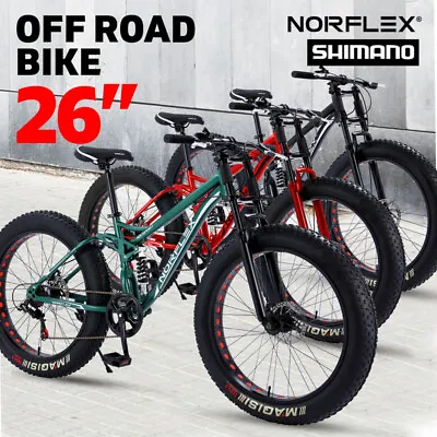 $449 • Buy NORFLEX 26  Mountain Bike Shimano Full Suspension Fat Tire 7 Speed Bicycle