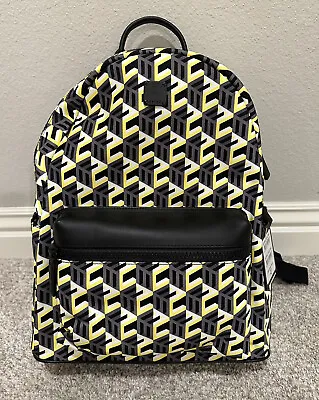 NEW MCM Cubic Logo Nylon Backpack Medium Yellow Black $850 NWT FREE Shipping • $279.99