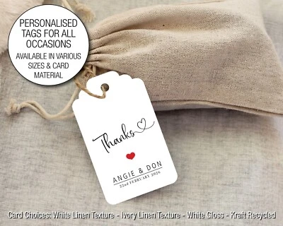 £3.95 • Buy Personalised, Thanks, Custom Hang Tags, Thank You Gift, Wedding Swing Tag 80