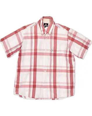 MURPHY & NYE Mens Short Sleeve Shirt Medium Red Check Cotton TR98 • $10.45