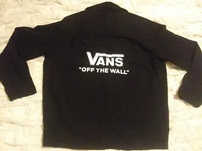 VANS Denim Medium  Off The Wall  Snap Button Up Black Lightweight Jeans Jacket  • $28.99