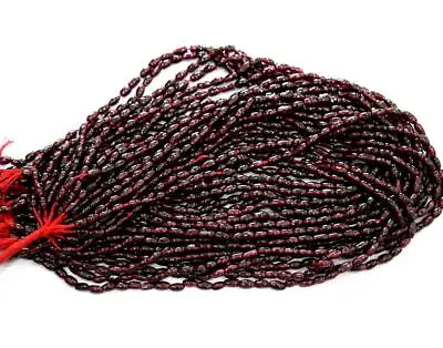 14  Strand Natural Garnet Beads Rice Shape 3x5 - 4x7 Mm 1 Line #d1715 • $5.99