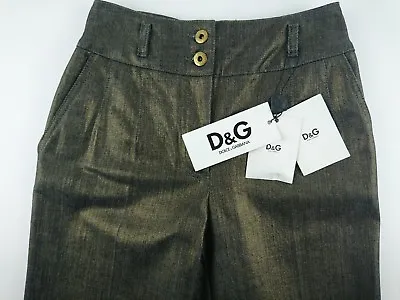 NEW Dolce Gabbana Jeans Women 24.5 X 35 Tall Iridescent Bronze Super Flare Denim • $134.79