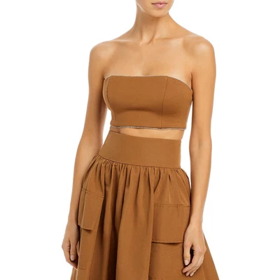 $25.29 • Buy STAUD Womens Lilies Tan Tube Embellished Crop Strapless Top S BHFO 2170