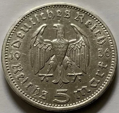 1936 A Germany 5 Mark Silver • $17