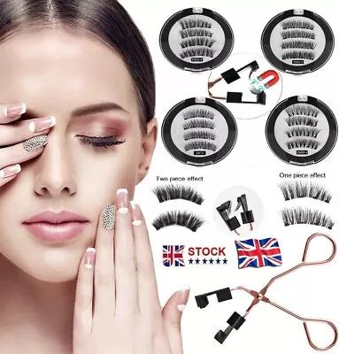 Magnetic False Eyelashes Set Reusable Natural Look False Eyelashes No Eyeliner • £3.29