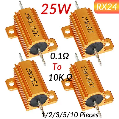 25W Watt High Power Golden Aluminium Load Metal Resistor Wire Wound 0.1-10K Ohm • $2.55