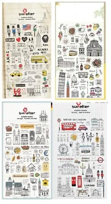£2.95 • Buy New York London Italy Paris Germany Transparent Scrapbook Decor Stickers Craft