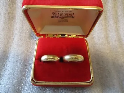VINTAGE 14K GOLD WEDDING BAND SET DOMED-MATCHING HIS/HERS - Sz 9.25 / 11 -15.91g • $1198.95