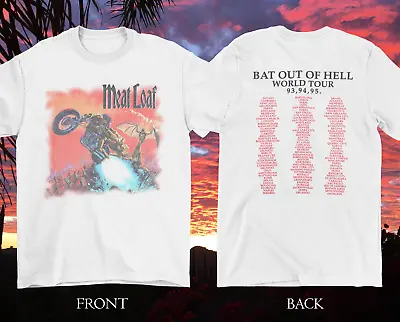 90s Meat Loaf T-Shirt Bat Out Of Hell 2 Sides VTG White Unisex S-5XL NE1198 • $35.14