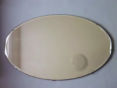 Vintage Oval Wall Mirror - Double Facet Bevel - Shabby Chic - Upcycle Craft • £25