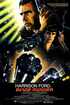 BLADE RUNNER Portrait Movie Poster YOUNG & FORD Futuristic DYSTOPIA 12x18 • $7.99