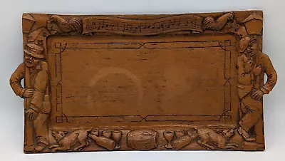 VTG Wood Tray Bar Music Hand Carved Street Scene Decoration Retro Home Bar • $18.21