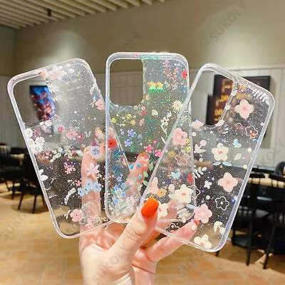 Glitter Flower Clear Soft Case Cover For Samsung S20 S21 S22 S23 S24 Ultra A52S • $7.25