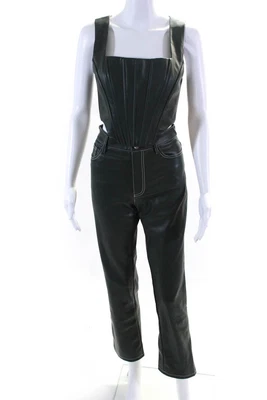 $299.99 • Buy Staud Womens Faux Leather Matching Tank Top Corset Pants Set Green Size 6
