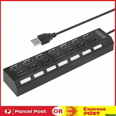 USB Hub 480Mbps Multi USB 2.0 Adapter 7 Port Expander Splitter (Black) • $14.70