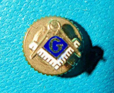 Vintage 10 KT GOLD & ENAMEL MASONIC PIN-Small-Screw Back-Free Masonry Membership • $24.90