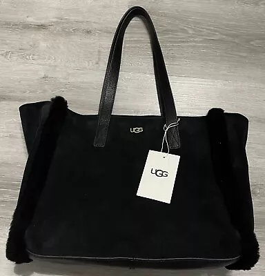 UGG - Charlee Tote Purse WTE003 Black 100% Cow Suede -Wool • $225