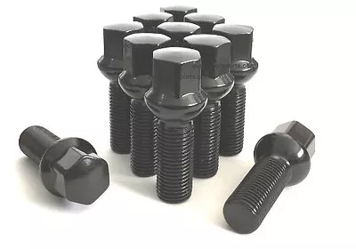 (5) 14x1.5 BALL SEAT BLACK WHEEL LUG BOLTS 40MM SHANK LONG OE MERCEDES VW AUDI • $14.99