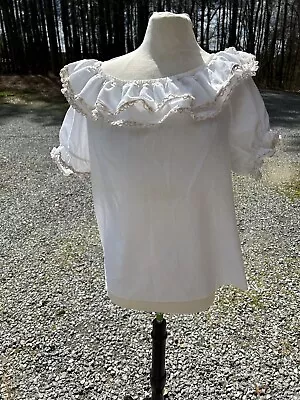 Vintage Square Dance Top Blouse White With Gold White Place XL Cottage Prairie • $22