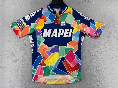 Santini Cycling Jersey Adult Extra Large Blue Rainbow Mapei 1/4 Zip SMS Poly Ble • $41.24