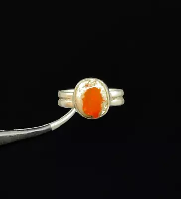Sterling Silver Ring With Mexican Fire Opal Stone Size 6 • $39.95