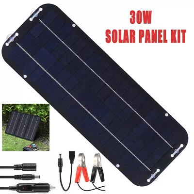 30W Solar Panel Kit Trickle Battery Charger DC 12V For Car Van Caravan Boat UK • £12.99