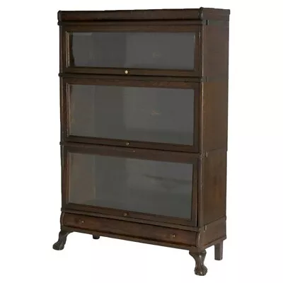 Antique Arts & Crafts Missions Oak Macey Three Stack Barrister Bookcase C1910 • $1440