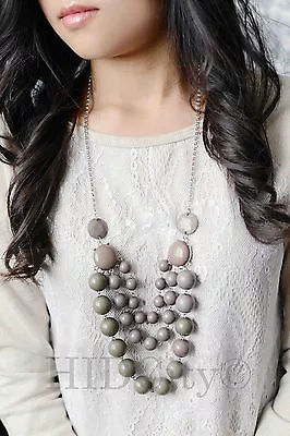 NEW Three 3 Layers Bubble Necklace Multi Color Crew Bib Rose Fashion Beaded US  • $10.99