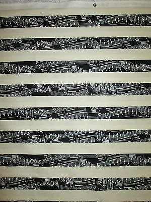  Piano Keyboard Stripes Music Black White Cream Cotton Fabric Fq • $2.99