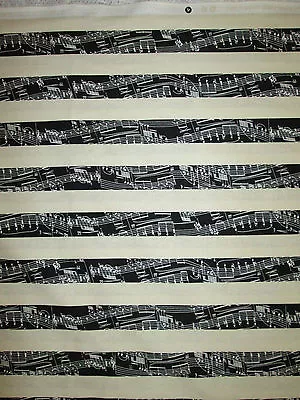 Piano Keyboard Stripes Music Black White Cream Cotton Fabric Bthy • $5.50