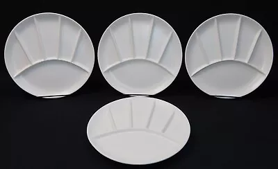 4 Vtg MID MOD White Ceramic Divided Sushi Or Fondue Plates Japan NOS • $29.95
