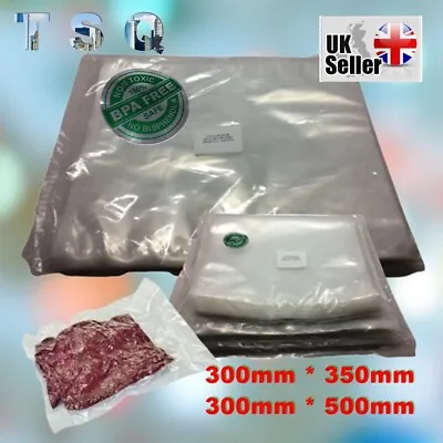 TSQ Vacuum Sealer Pouches 200mm 300mm Pack Food Storage Bags Clear 50my Stock UK • £1.98
