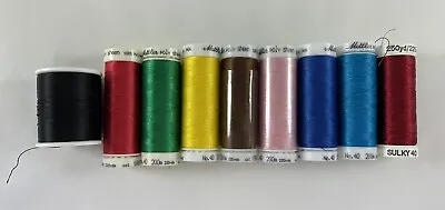 Mettler Poly Sheen Polyester Embroidery Sewing Thread Spools 40wt 220yd Lot + 2 • $9.95