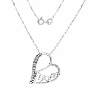 Mom Heart Pendant With 0.10CT Diamond With Necklace Chain • $195.62