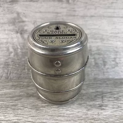 Vintage Advertising Steel Barrel Coin Bank Metal No Key Savings Pittsburgh PA • $25.99