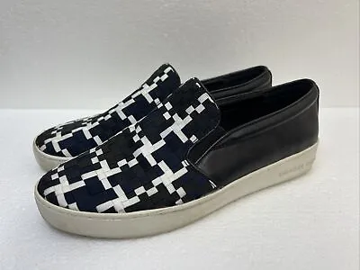 Michael Kors Women's Sz 9 Slip On Shoes Sneakers Blue Black Leather • $29.99