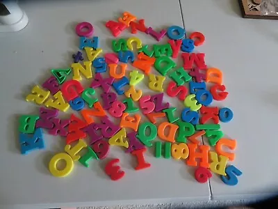 Vintage Lot Of 83 Colorful Magnetic Letters - Refrigerator Letter Magnets 1990s • $9